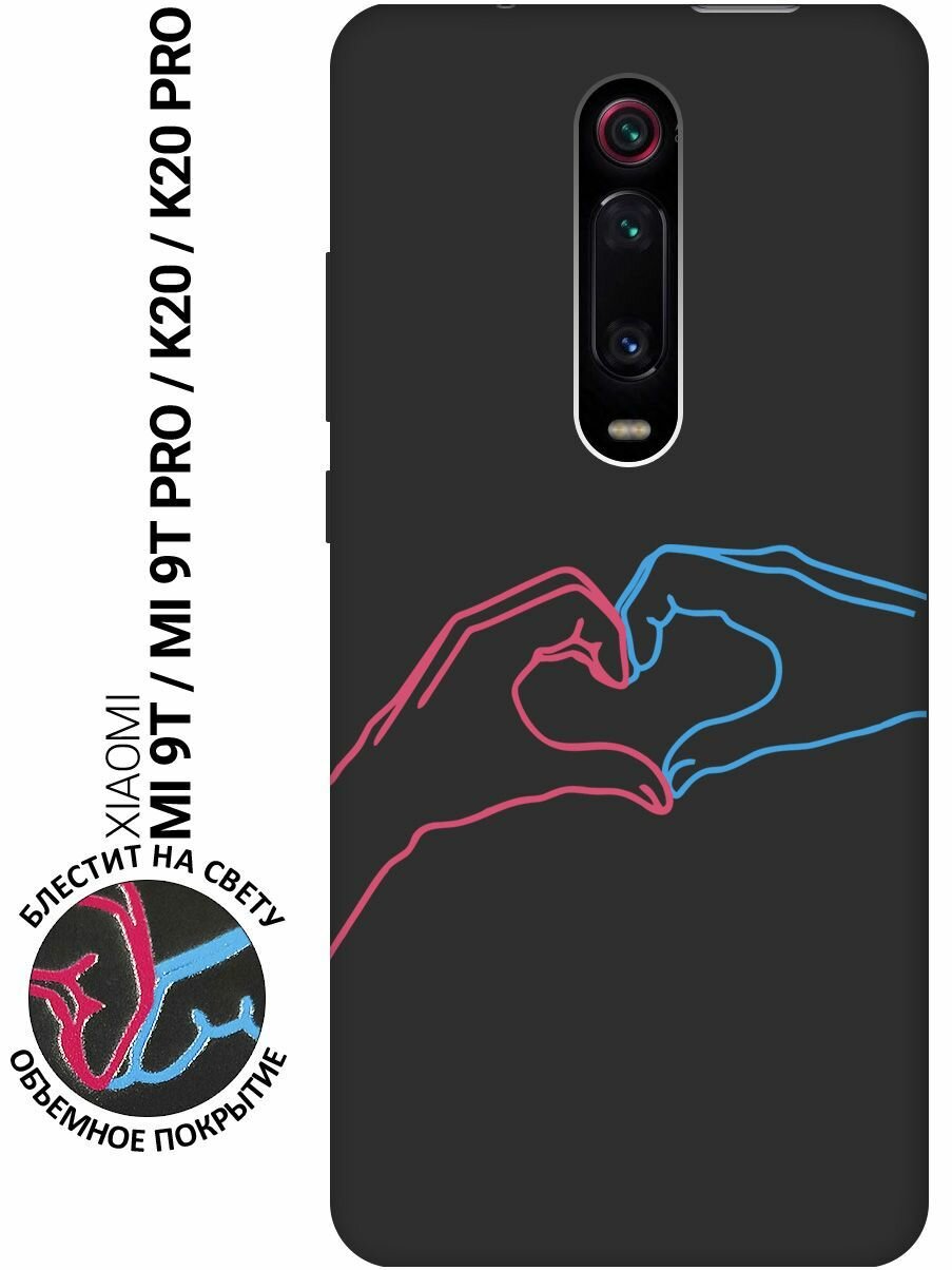 Матовый Soft Touch силиконовый чехол на Xiaomi Mi 9T, Mi 9T Pro, K20, K20 Pro, Сяоми Ми 9Т, Ми 9Т Про с 3D принтом "Fall in Love" черный