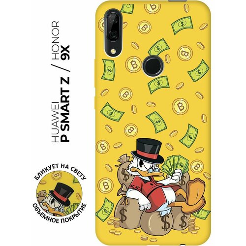 Матовый чехол Rich Scrooge для Honor 9X / 9X Premium / Huawei P Smart Z / Y9 Prime (2019) / Хуавей П Смарт Зет / У9 Прайм (2019) / Хонор 9Х желтый матовый чехол rich scrooge для honor 9x 9x premium huawei p smart z y9 prime 2019 хуавей п смарт зет у9 прайм 2019 хонор 9х черный