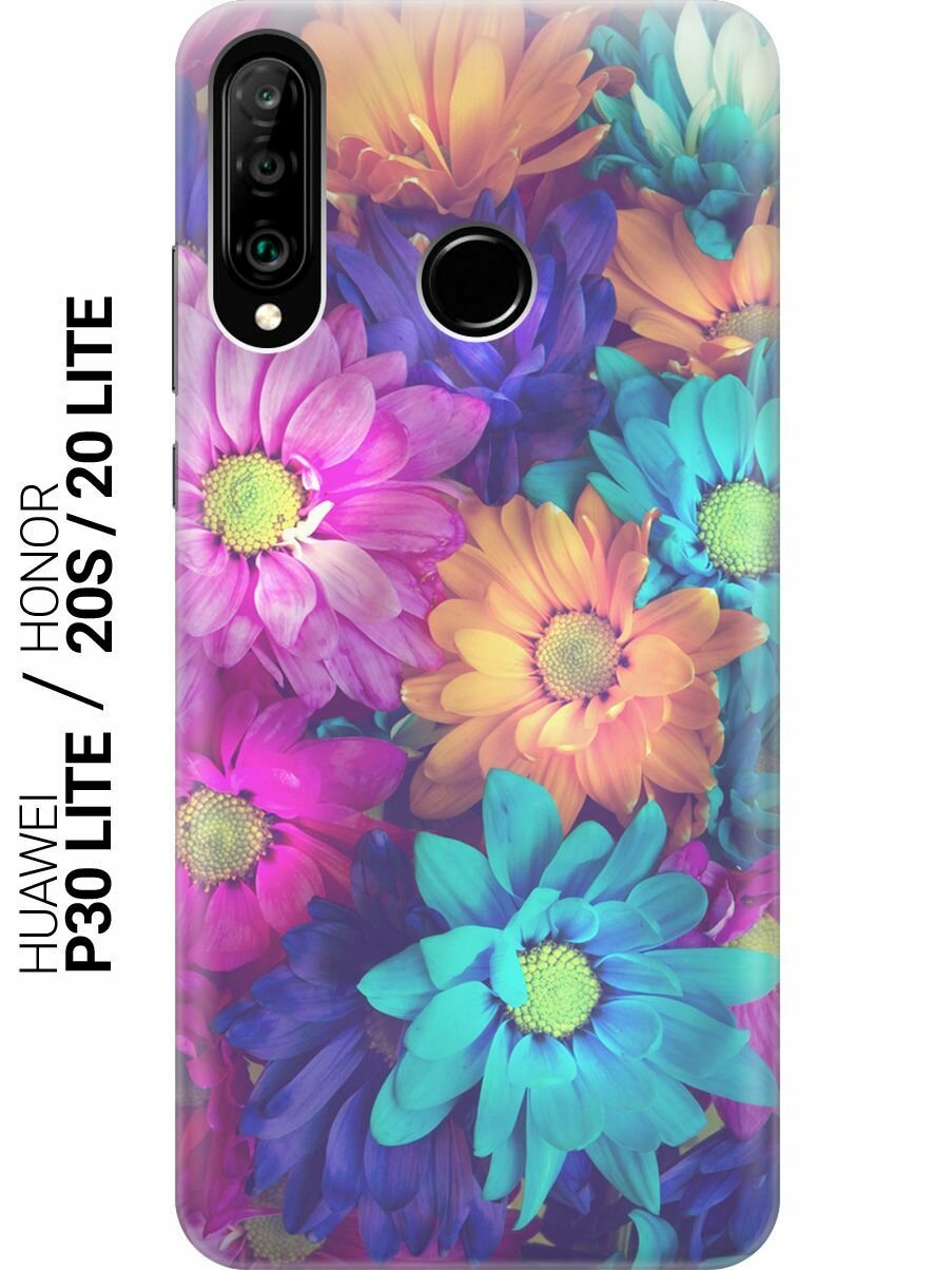 Ультратонкий силиконовый чехол-накладка для Huawei P30 Lite, Honor 20S, Honor 20 Lite с принтом "Много цветов"