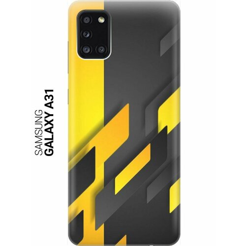 ультратонкий силиконовый чехол накладка для samsung galaxy a41 с принтом черно желтая абстракция Ультратонкий силиконовый чехол-накладка для Samsung Galaxy A31 с принтом Черно-желтая абстракция