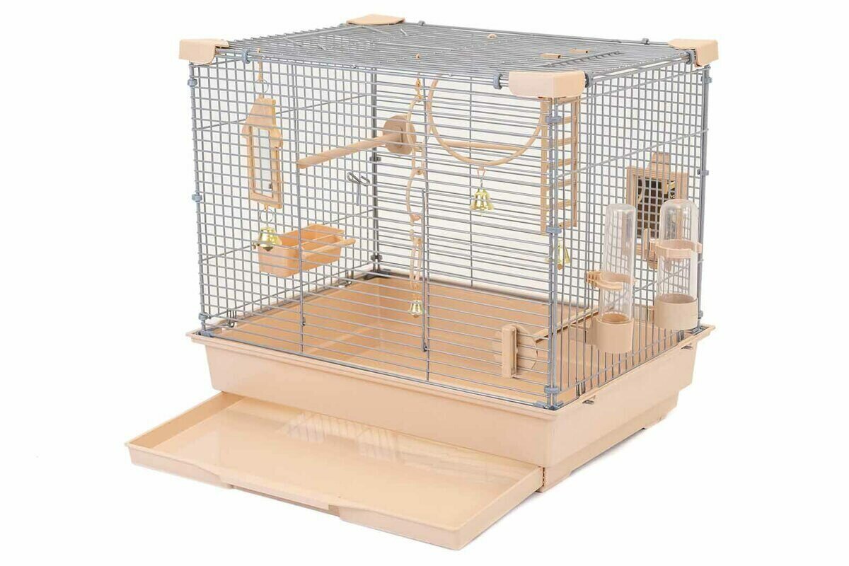 Клетка ECO 4620 Фрутти-1 42х30хh37см для птиц разборная, укомплектованная, бежевая