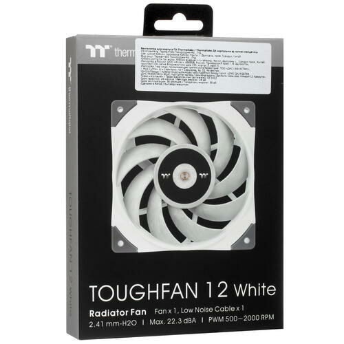 Вентилятор для корпуса Thermaltake CL-F117-PL12WT-A 120x120x25mm, 500-2000rpm, 58.35CFM, 22.3dBA, 4-pin PWM - фото №10