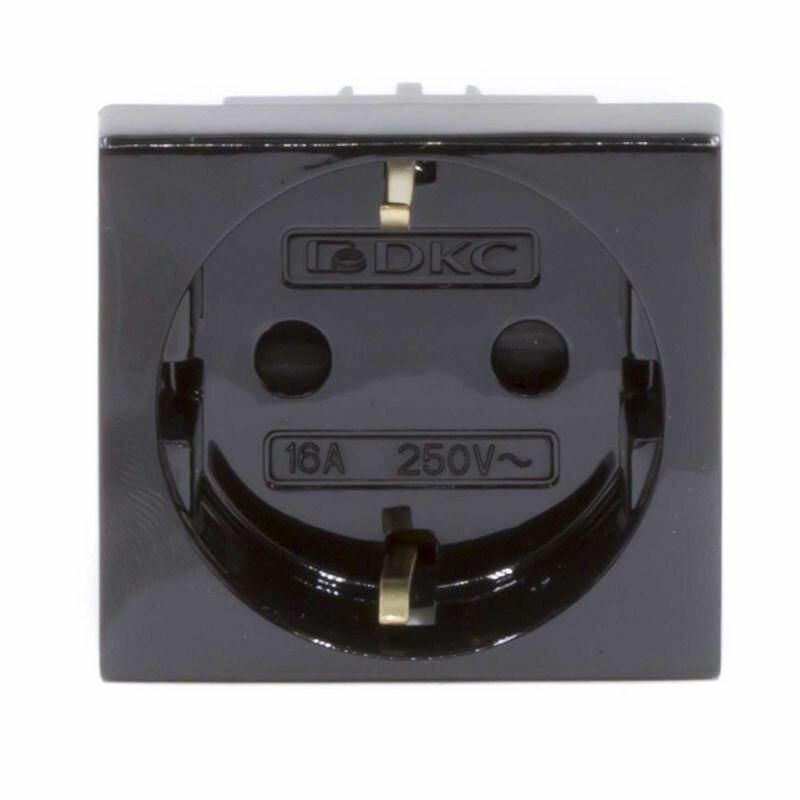 фото Розетка 1-м 2мод. Viva 16А IP20 2P+E с заземл. защ. шторки черн. DKC 45205