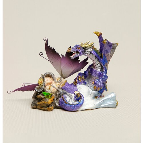 Фигура для интерьера символ года Дракон и Ангел, 24х24 см, цвет фиолетовый
