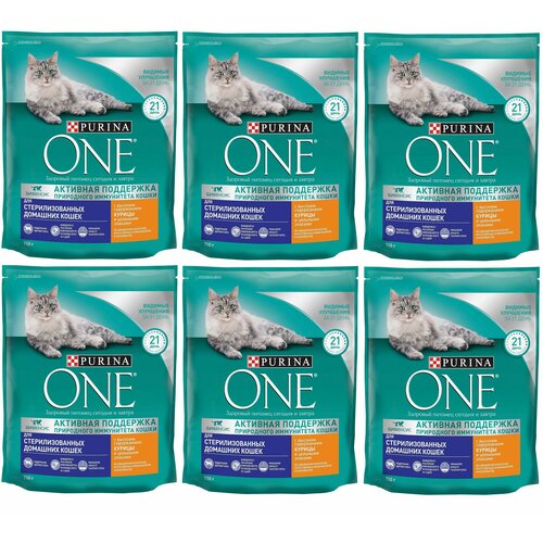 Сухой корм Purina One для стерилизованных кошек и котов с курицей и цельными злаками 750г 6 шт