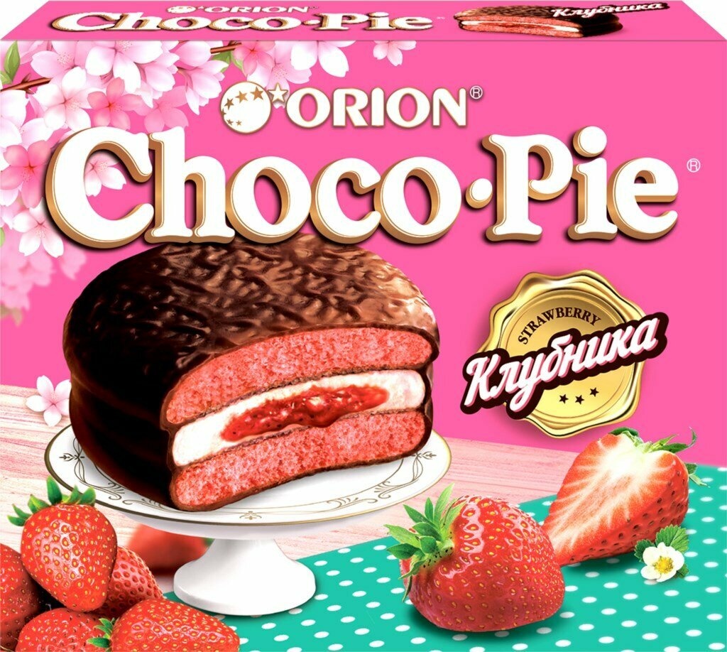 Печенье ORION Choco Pie с клубникой, 8шт. по 360г. - фотография № 4