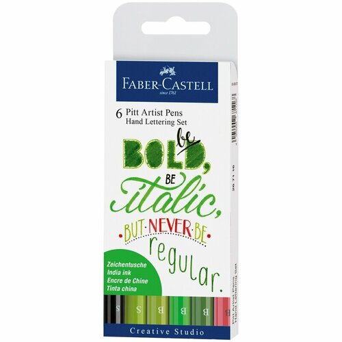 Набор капиллярных ручек Faber-Castell Pitt Artist Pens Lettering set ассорти, 6шт, 0,3мм/Brush, европодвес