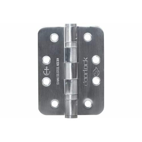 Дверные карточные скругленные петли Doorlock DL H102/76/2B/R/SSS (2 шт, матовая нержавеющая сталь, 102x76x3 мм) 74075