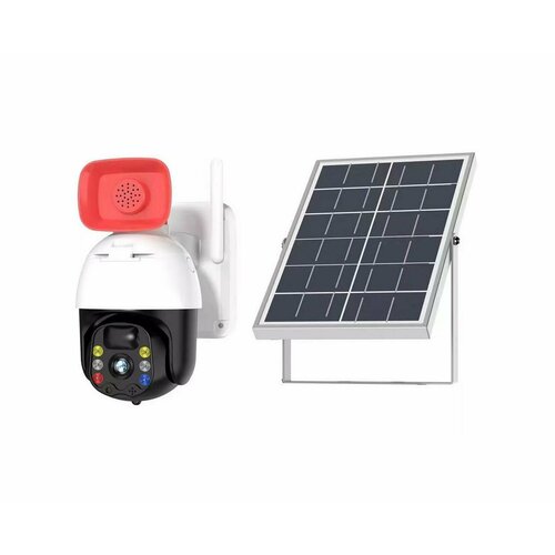 Автономная 4Mp поворотная Wi-Fi камера видеонаблюдения 4G Link Solar SE-901-4MP-4G Q40266UL на солнечной батарее для улицы Сирена для охраны 1701900₽