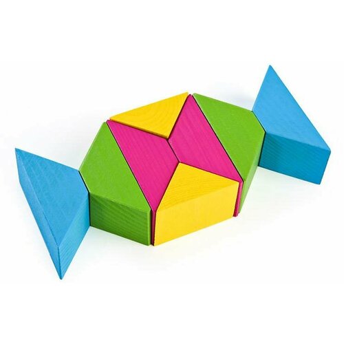 Деревянный конструктор Томик Цветные треугольники (6677)