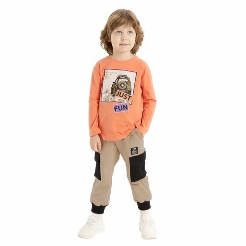 фото Лонгслив карамелли, размер 98, оранжевый