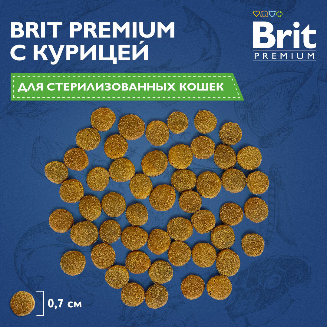 Сухой корм для стерилизованных кошек Brit Premium Sterilised с курицей 2 кг