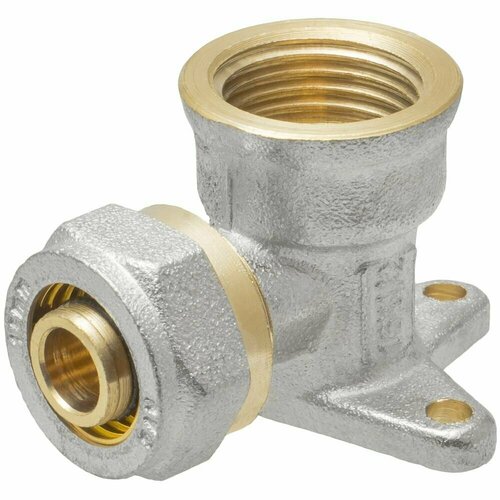 фото Угольник (водорозетка) обжимной с креплением rvc 16 х 1/2" ц/г для металлопластиковых труб