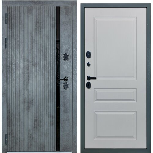 Дверь входная металлическая DIVA ДХ-46 2050x960 Левая Бетон темный - Д13 Белый Софт, тепло-шумоизоляция, антикоррозийная защита для квартиры дверь входная металлическая diva дх 46 зеркало 2050x960 левая бетон темный д15 белый софт тепло шумоизоляция антикоррозийная защита для квартиры