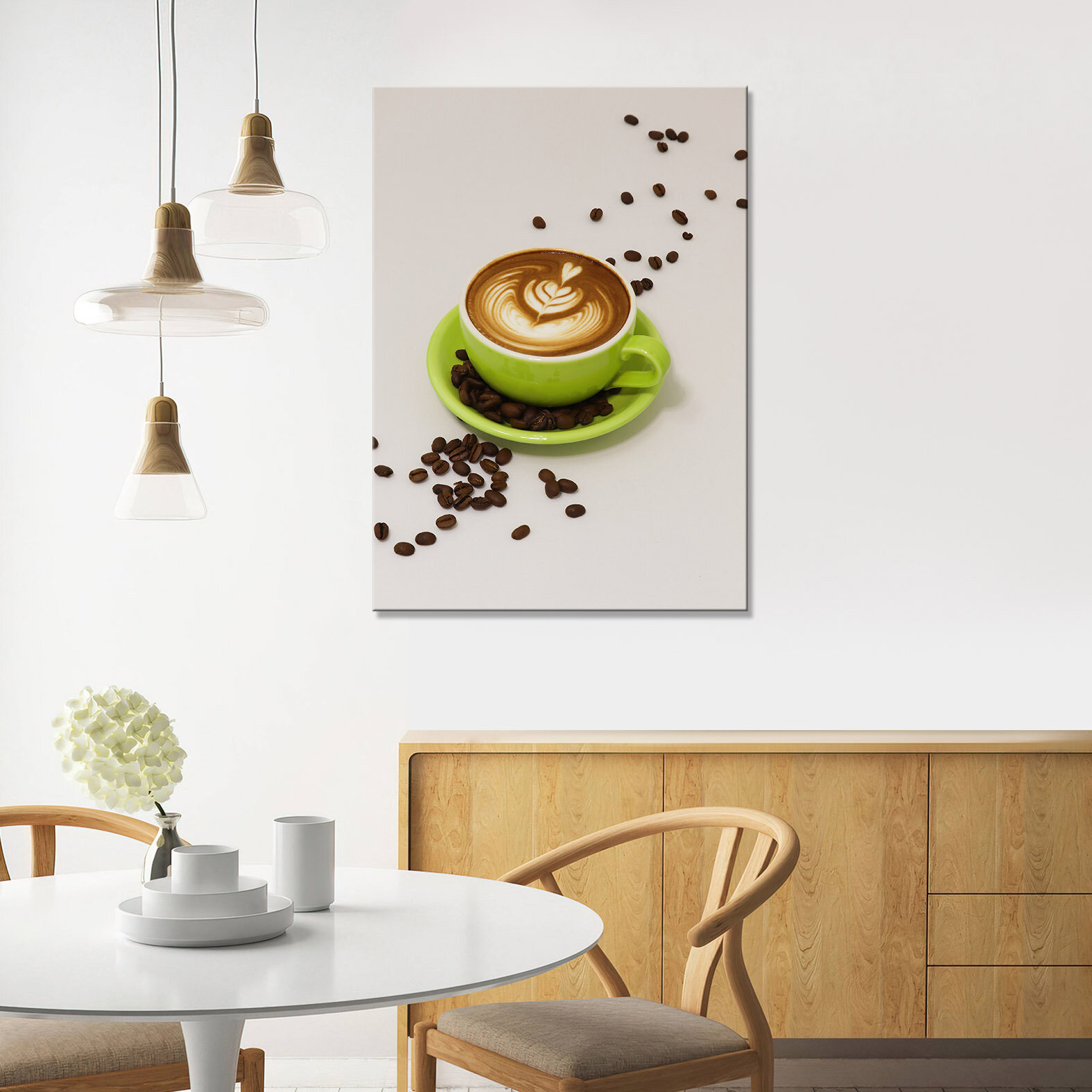 Картина/Картина на холсте для интерьера/Картина на стену/Картина для кухни/ - Кофе капучино зелёная чашка 30х40