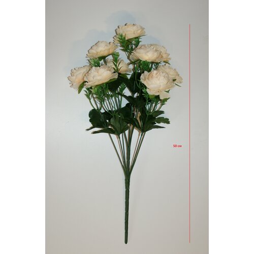 Искусственные цветы /Букет/ Цветы для дома/ На Пасху/ камелии малые 9 бутонов / 50 см / цвет пудровый персиковый