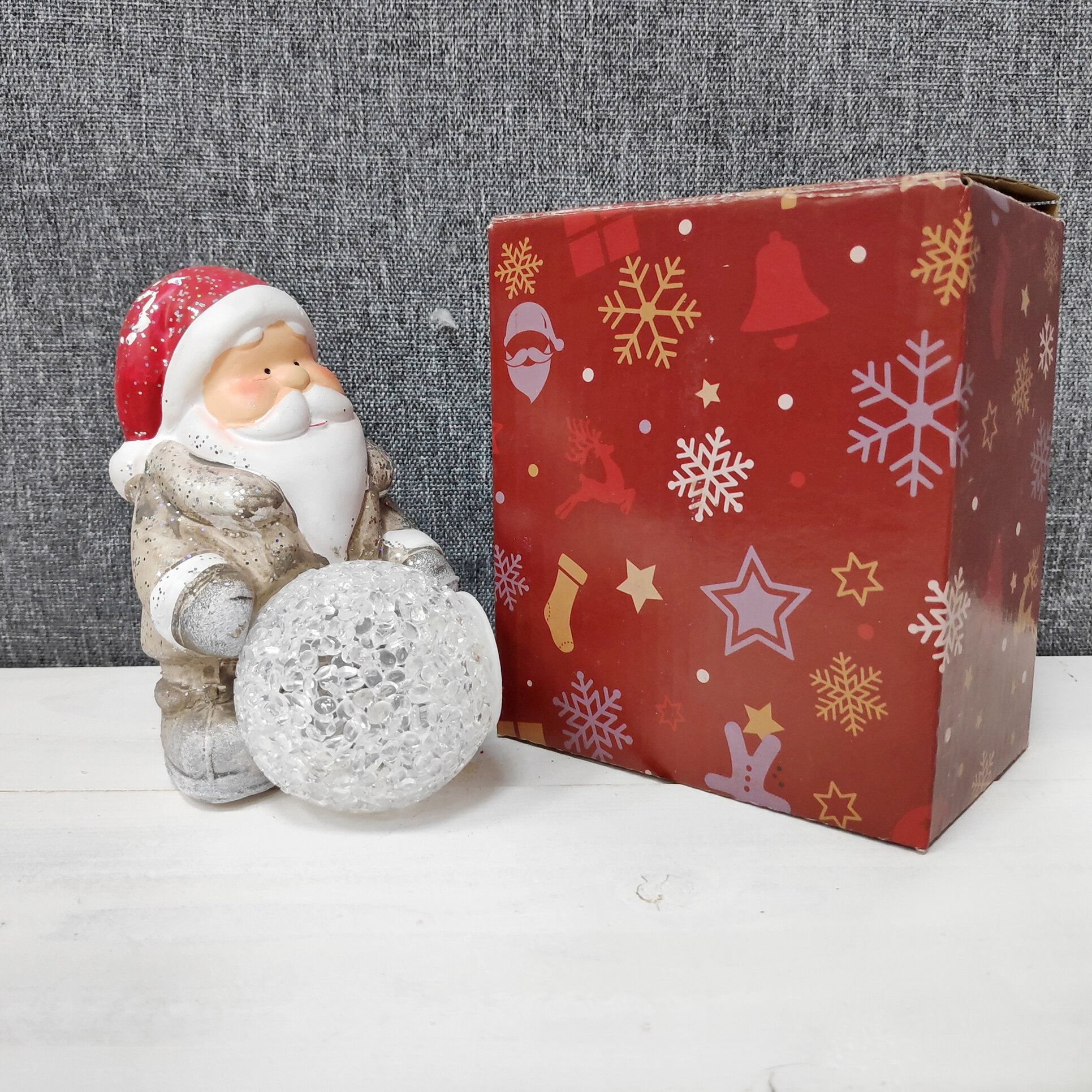 Сувенир новогодний Снежок, LED-подсветка, 9.6х13х7.2см, в ассортименте: Дед Мороз, Снеговик