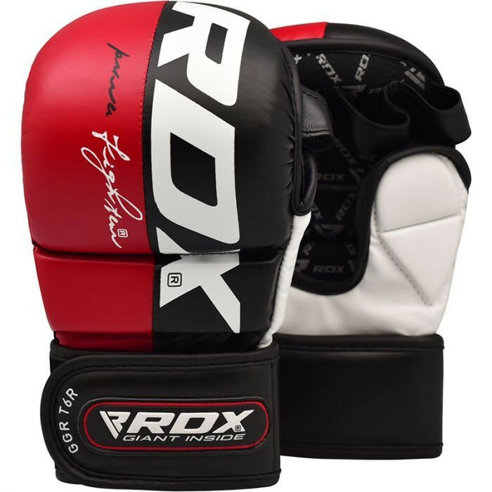 Перчатки тренировочные RDX Grappling T6 PLUS S, красный