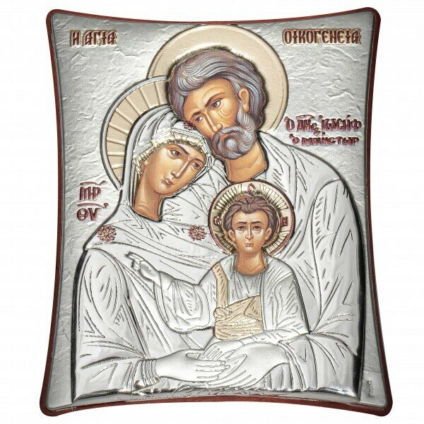 Икона "Святое Семейство", с серебрением, 9x8 см, Греция, Slevory, 104TBR1FWB
