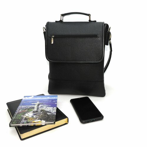 фото Сумка мессенджер kalinovskaya, фактура зернистая, черный