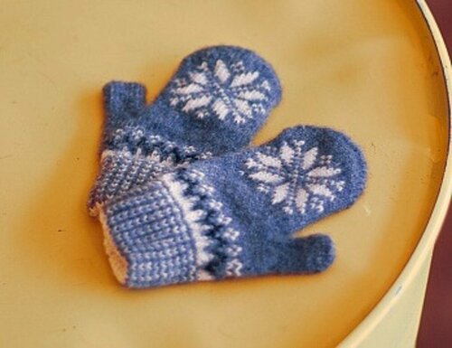 Варежки Бабушкины носки, размер 10, голубой, синий