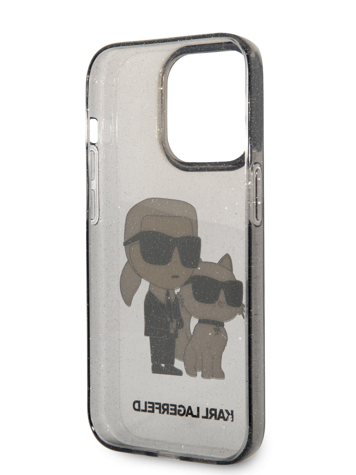 Lagerfeld для iPhone 15 Pro чехол PC/TPU NFT Karl & Choupette Hard Glitter Black