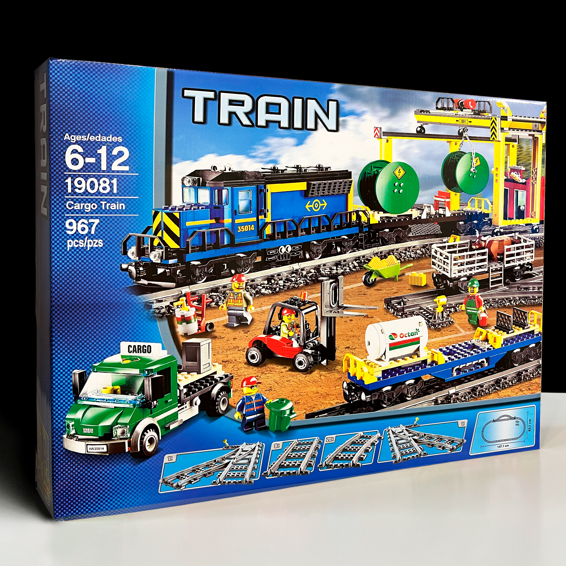Конструктор City Сити Грузовой поезд на радиоуправлении 19081 Синий TRAIN c Пульт 967 детали