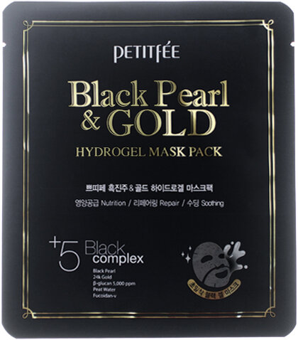 Petitfee~Гидрогелевая маска с черным жемчугом~Black Pearl & Gold Hydrogel Mask Pack