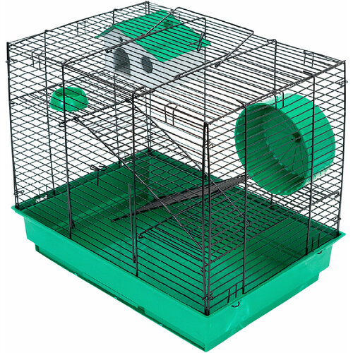 Клетка для мелких грызунов Eco Гоша-2 2 этажа изумрудная 42 х 30 х 38 см (1 шт) домик для собак сладкий сон 2 лондон 42 х 42 х 38 см 1 шт