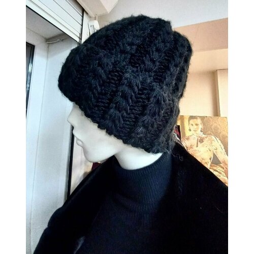 фото Шапка шапка зимняя, шерсть, утепленная, размер 54, черный нет бренда