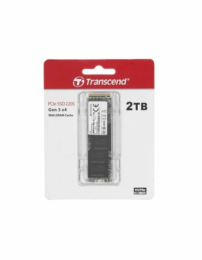 Накопитель SSD M.2 2280 Transcend MTE220S 2TB NVMe PCIe Gen3 x4 3D TLC 3500/2700MB/s IOPS 340K/310K MTBF 2M - фото №2