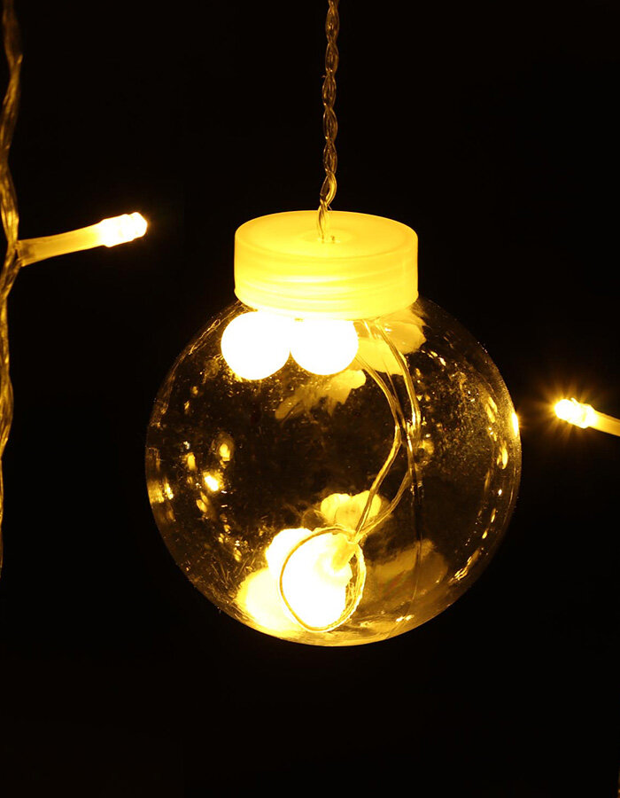 фото Новогодняя гирлянда "Прозрачные шары с мультишариками" цветная