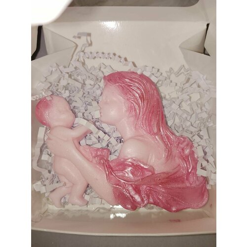Мыло фигурное Мама и малыш розовый цвет в подарок ко Дню Матери
