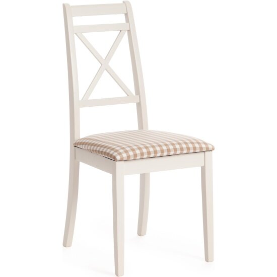 Стул Tetchair Picasso ( PC-SC ) 1 шт. в упаковке дерево гевея, 45х53х97см, ivory white (слоновая кость 2-5), ткань: клетка мелкая (S505-18)