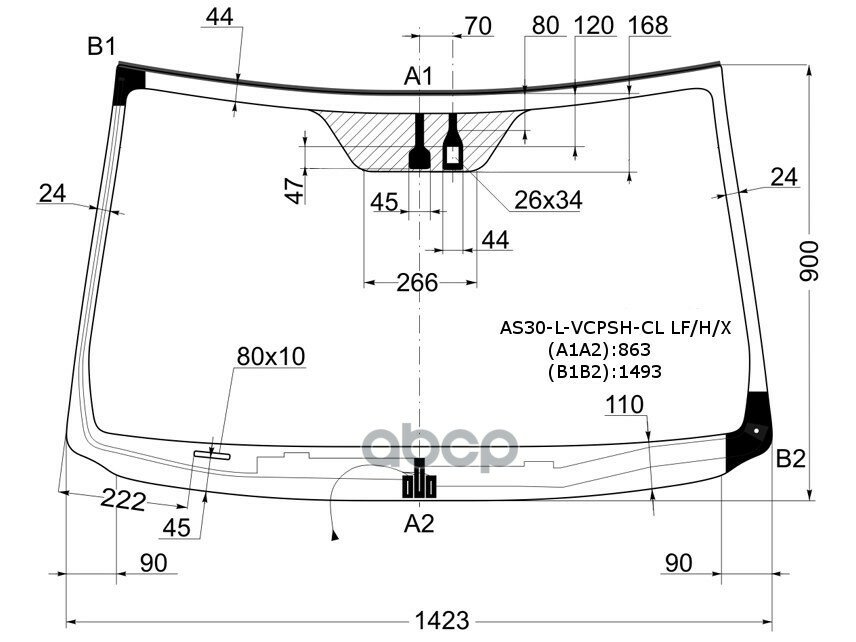 Стекло Лобовое (Обогрев Щеток/ Датчик Дождя/ Молдинг) Toyota Rav4 (Xa30) 05-13 XYG арт. AS30-L-VCPSH-CL LFW/H/X