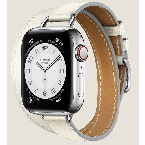 Apple Watch Hermès Series 9 GPS + Cellular 41mm Stainless Steel Case with Blanc Double Tour Attelage