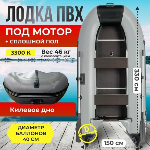 фото Лодка надувная пвх под мотор для рыбалки сплошной пол в комплекте wavepro