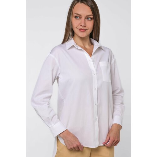 фото Рубашка маковцвет, повседневный стиль, длинный рукав, в полоску, размер 42 xs, белый