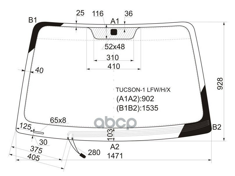 XYG TUCSON1LFWHX Стекло лобовое с обогревом щеток HYUNDAI TUCSON 04-10