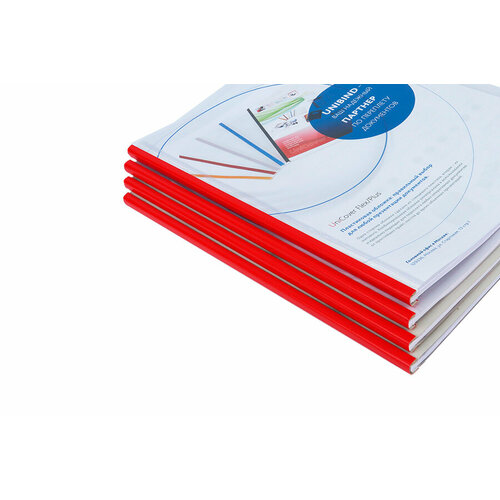 Пластиковая термообложка, А4 альбом, размер 60, красный корешок, набор (корешок + прозрачный пластик), Unibind (50 шт/упак)