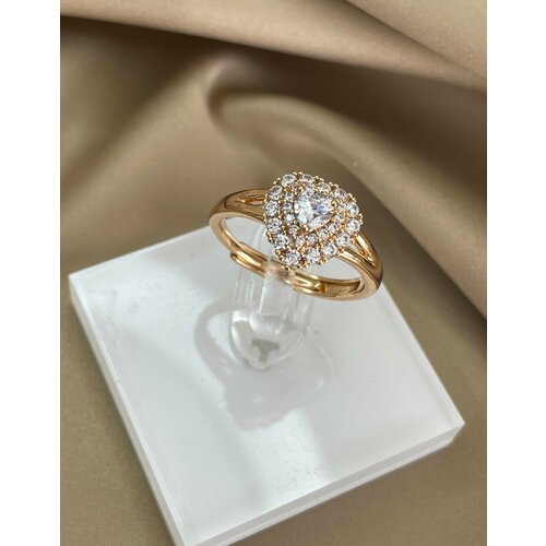 фото Кольцо xuping jewelry сердце медицинское золото, циркон, безразмерное, золотой