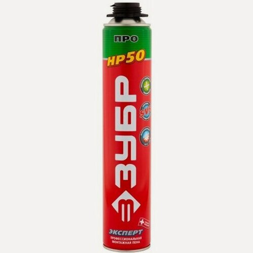 Изображение товара Пена монтажная Зубр "эксперт" про HP50 профессиональная, монтажная, пистолетная, всесезонная, 800мл