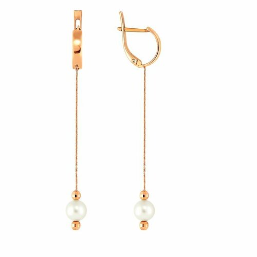 Серьги Prima Exclusive, красное золото, 585 проба, жемчуг