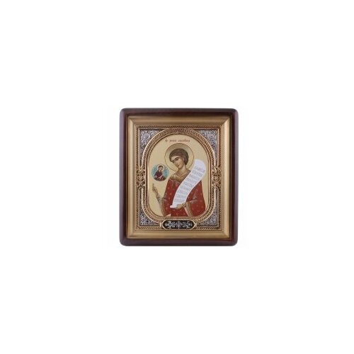 Икона в киоте 18*24 фигурный, канвас, риза-рамка золочёная Роман Сладкопевец #133043