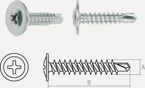 Изображение товара Саморез с прессшайбой 4,2х32 мм цинк со сверлом STARFIX 500 штук SMC2-50358-500