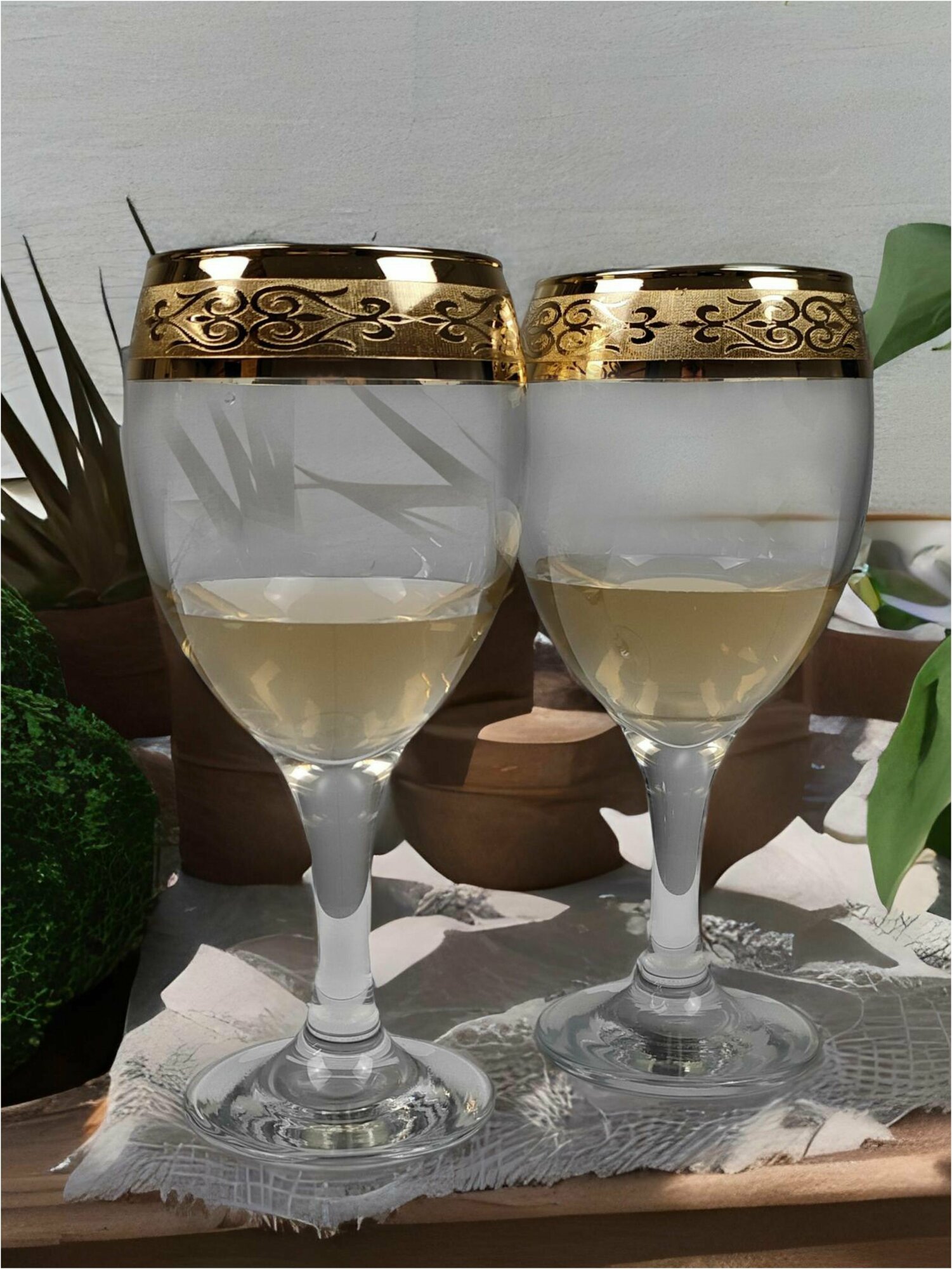 Подарочный набор бокалов для вина с алмазной гравировкой PROMSIZ ориентал, 350 мл, 6 шт.