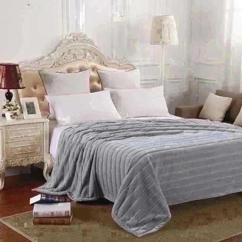 фото Покрывало-плед из искусственного меха "Кролик шиншилла", 200 х 220 см, серый