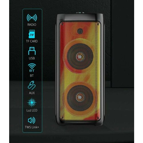 Большая беспроводная портативная колонка ZQS8215 с Bluetooth подсветка 2 динамика FM радио USB AUX micro SD Pricemin 870000₽