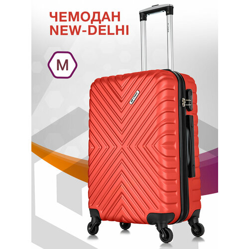 фото Умный чемодан l'case new delhi, abs-пластик, пластик, жесткое дно, 61 л, размер m, красный