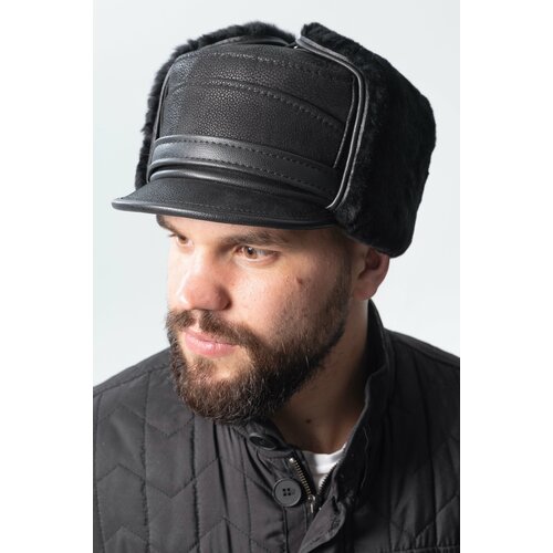 фото Шапка ушанка ярмарка шапок, размер 58, черный